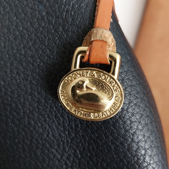 Dooney and Bourke Navy Tassel Leather Drawstring Purse - Picture 9 of 16